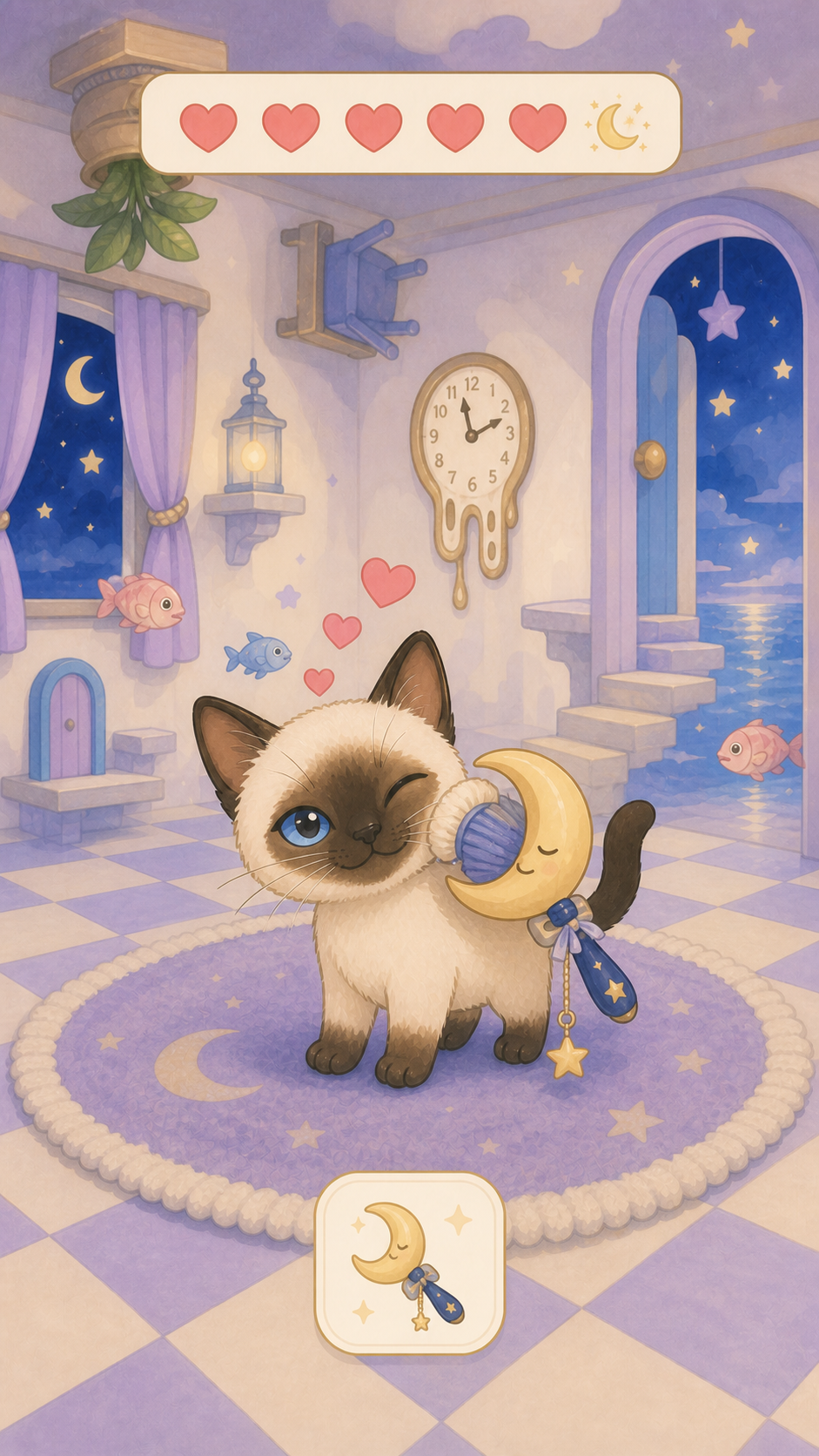 猫のほっぺをなでる画面