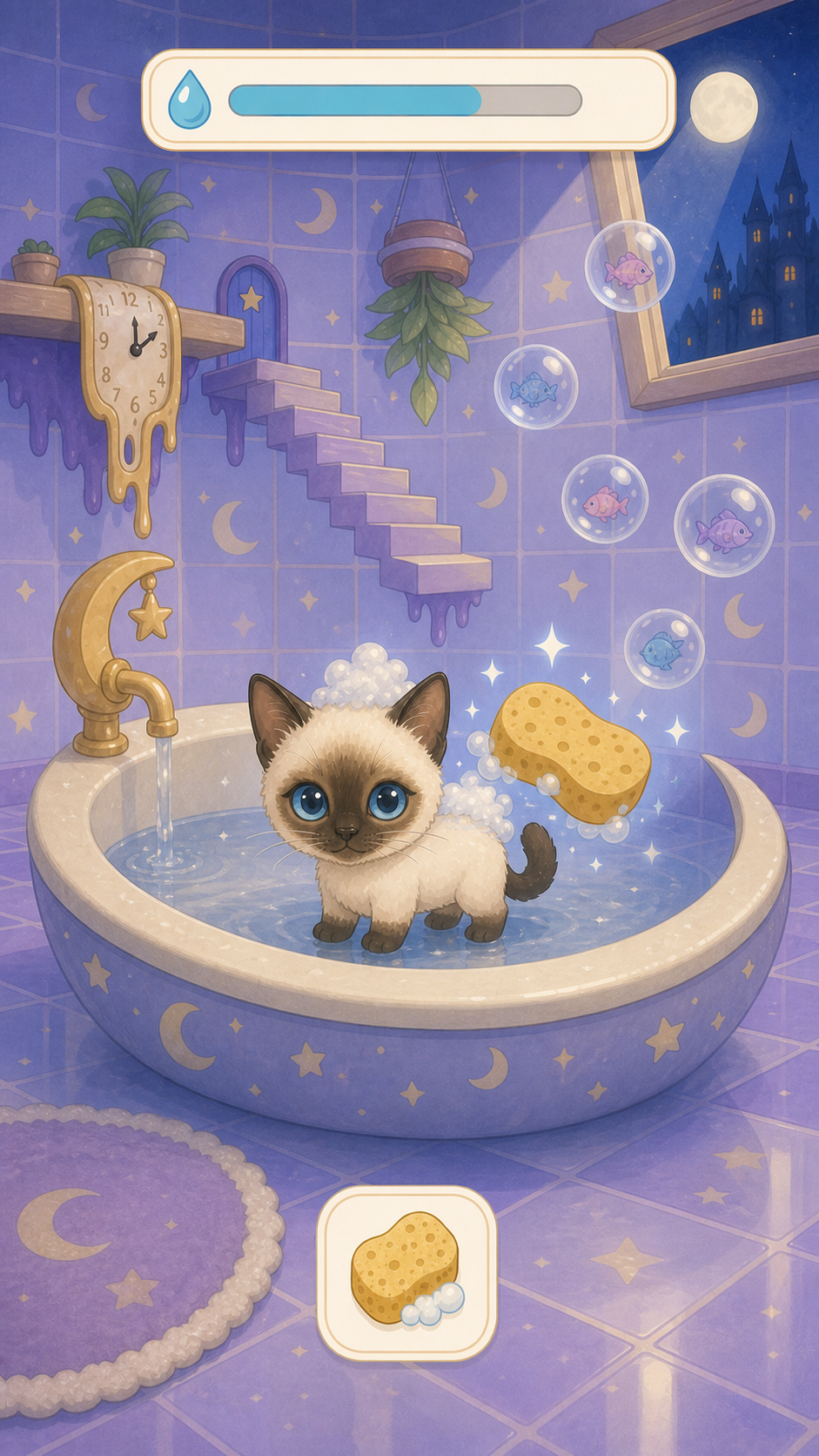 猫を泡で洗う画面